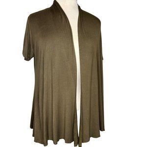 AZULEZ Green Open Front Cardigan Women's XL Short Sleeve Light Weight